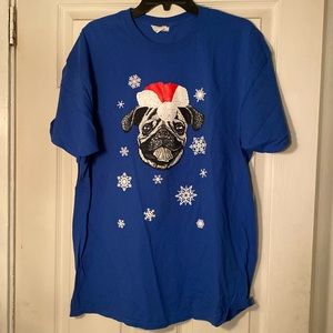 Christmas Pug T Shirt XL